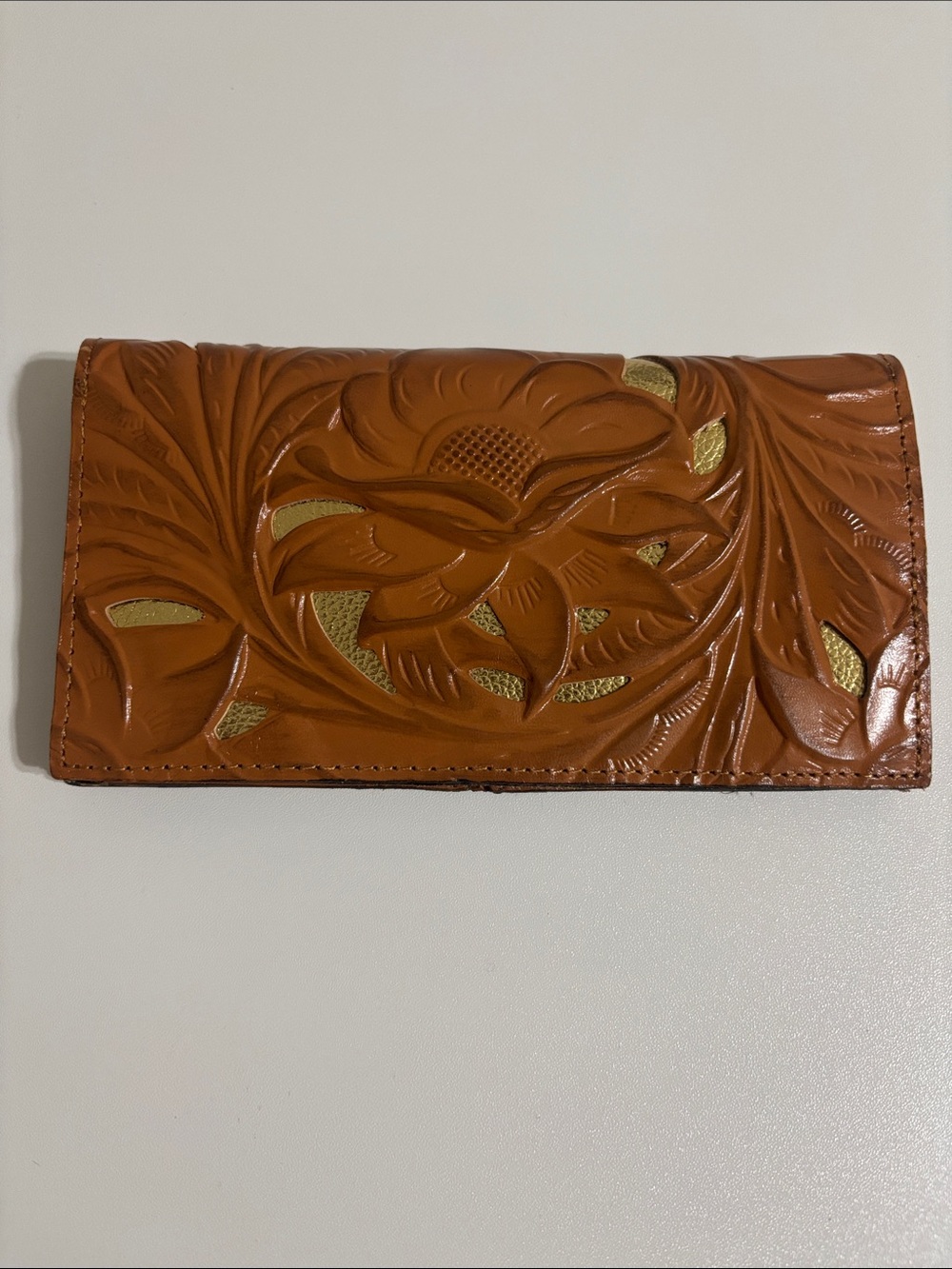 Patricia Nash Evelyn Hand-Tooled Floral Leather Wallet - Brown
